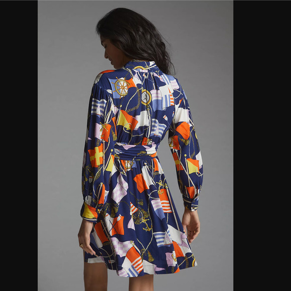 Anthropologie Maeve Printed Mini Shirt Dress - New - Size XS - Picture 4 of 6